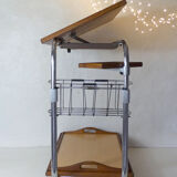 Desserte vintage l'adap-table acier bois chrome formica