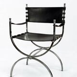 Maison Jansen, Pair of Savonarola armchairs, 1970