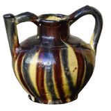 Pichet à eau ou orjol français ancien à glaçure rayée