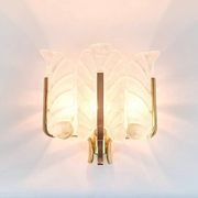 Pair Of Large Scandinavian Glass & Brass Leaf Wall Lights/Sconces By Carl Fagerlund, 1960s