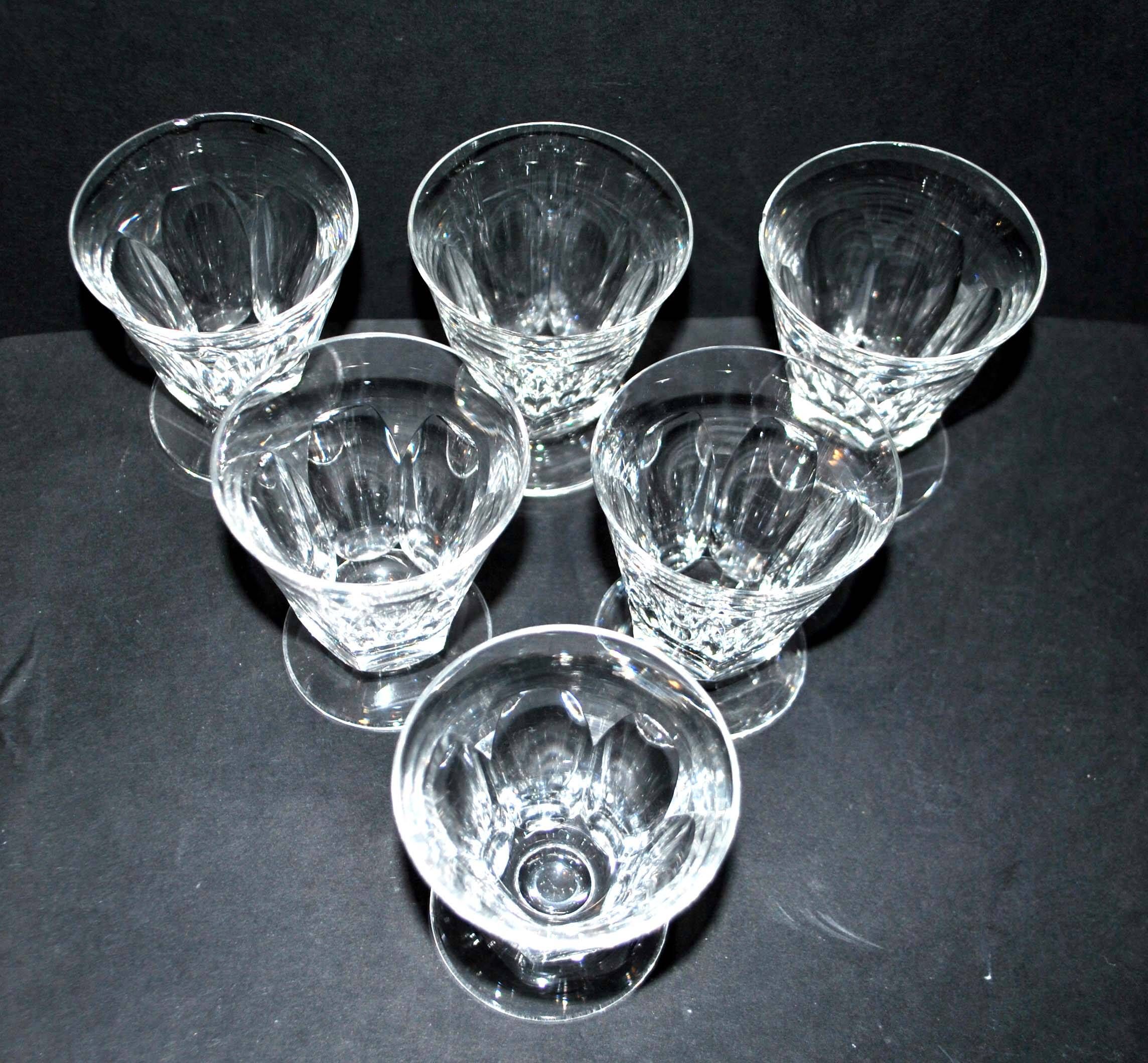 Lot 6 wine glasses cut crystal goblet with flat side Saint-Louis Béarn? Near Talleyrand 7.5
