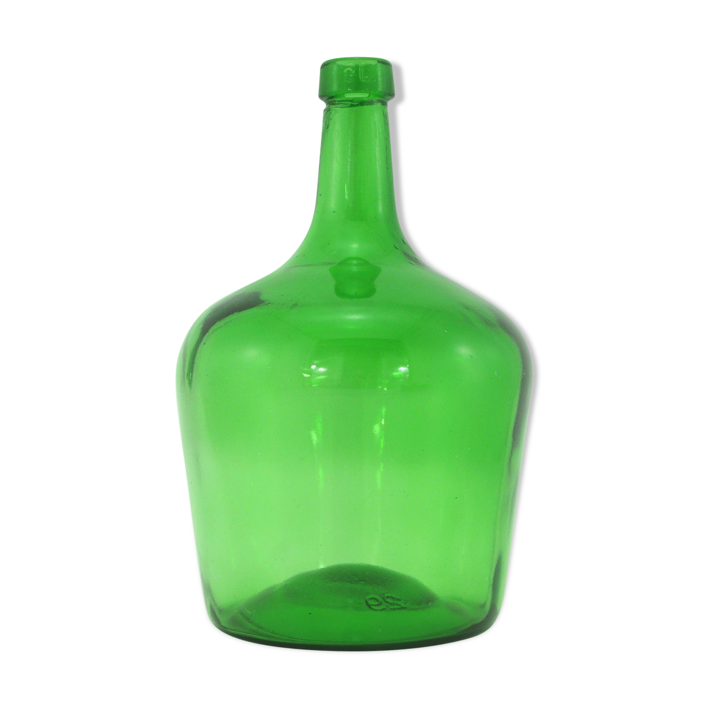 Lady-jeanne bottle-green glass canister - 2 litre capacity - vintage 70s