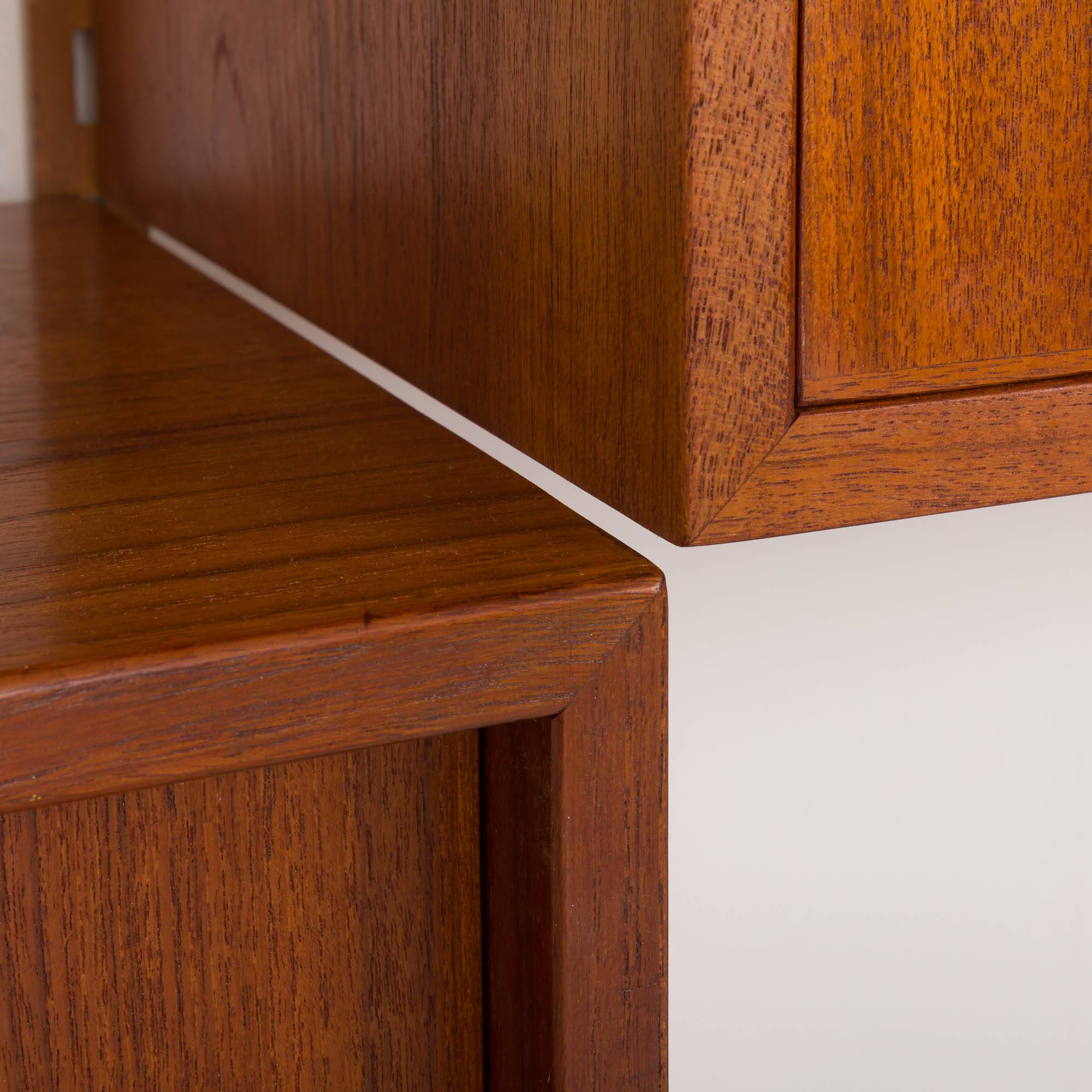 Three-compartment teak wall cabinet by Kai Kristiansen for FM Mobler, Denmark, 1960s