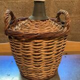 Dame-jeanne en verre 10L et panier en osier, ancienne