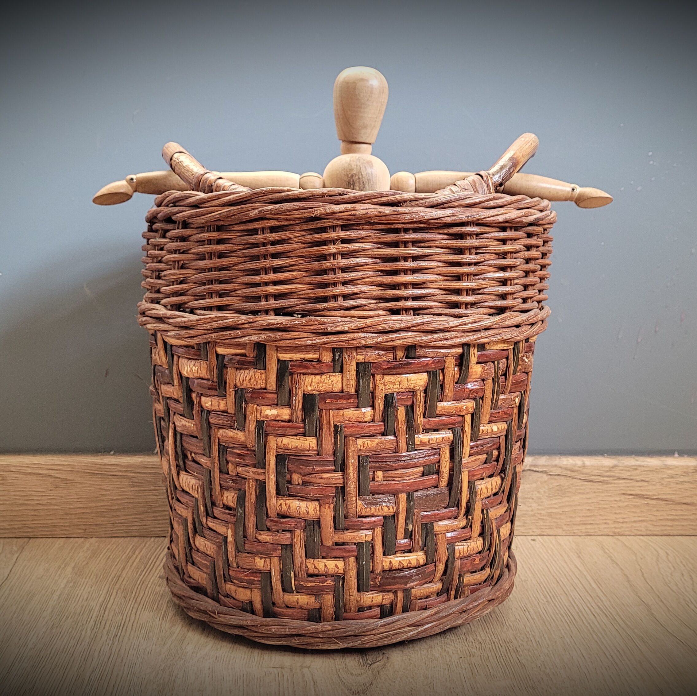 Wooden rattan basket