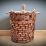 Wooden rattan basket