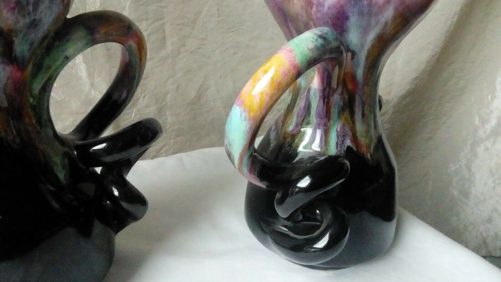 Pair of vintage vases in twisted ceramic