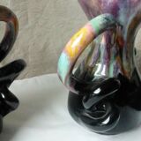 Pair of vintage vases in twisted ceramic
