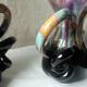Pair of vintage vases in twisted ceramic