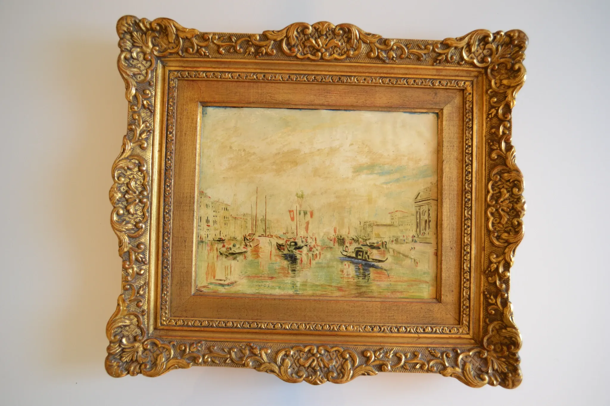 Venice "The Grand Canal" Old painting Oil on canvas