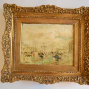 Venice "The Grand Canal" Old painting Oil on canvas