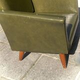 Vintage children's armchair in green skai