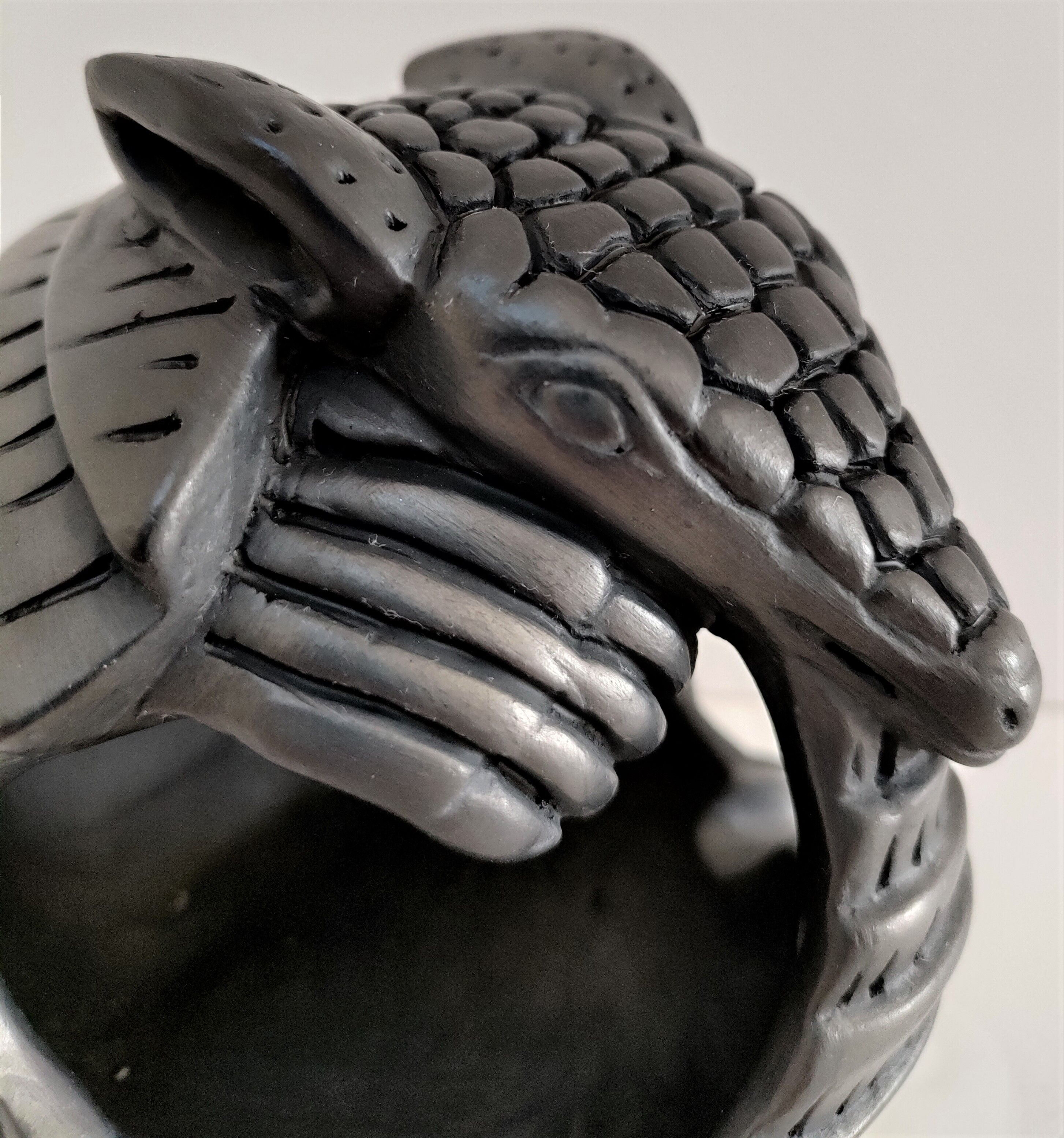 Zoomorphic ashtray armadillo black ceramic signed