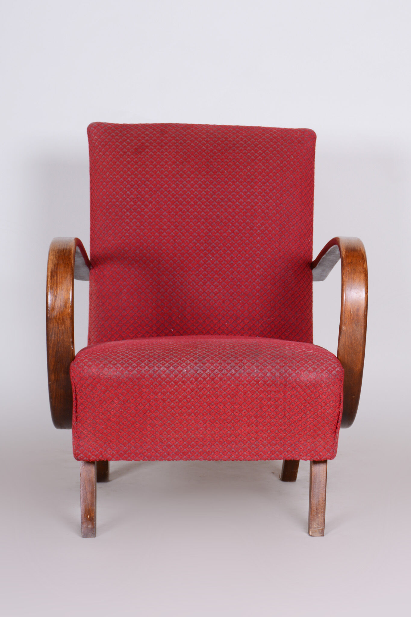 Red art deco armchair - 1930s czechia