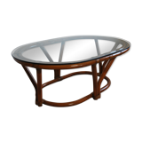 Rattan table and glass
