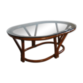 Rattan table and glass