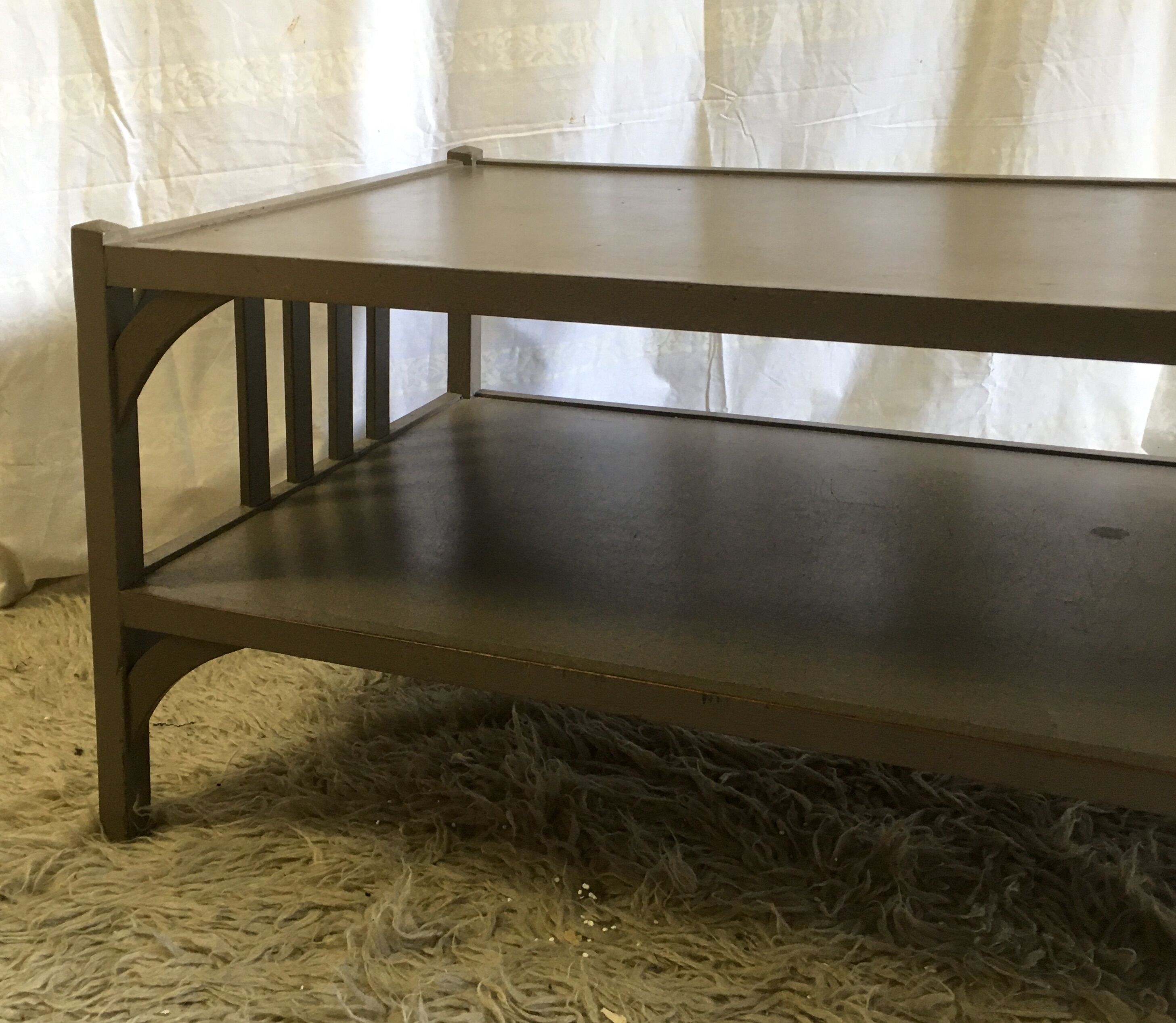 Painted solid wooden coffee table, bistro style