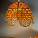 60s rattan flower chandelier