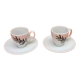Set of 2 Guy Degrenne porcelain coffee cups with saucers