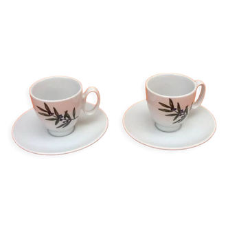 Lot de 2 tasses à café avec soucoupes Guy Degrenne en porcelaine