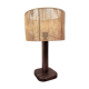Lampe de table vintage en pin et teck avec nouvel abat-jour, années 70.