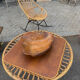 "Trampoline" round coffee table in 1960s rattan