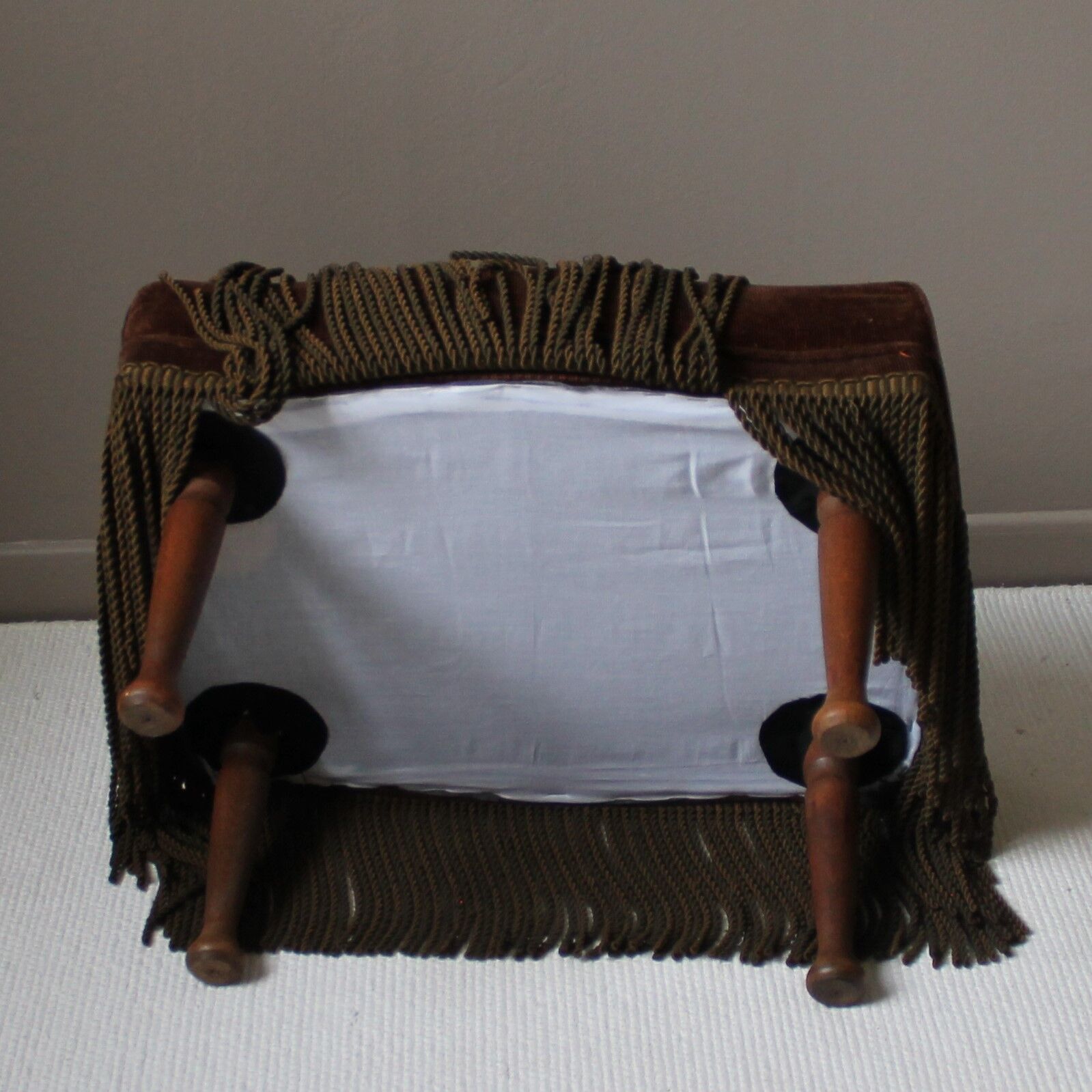 Fauteuil crapaud  & ottoman vintage velours brun profond