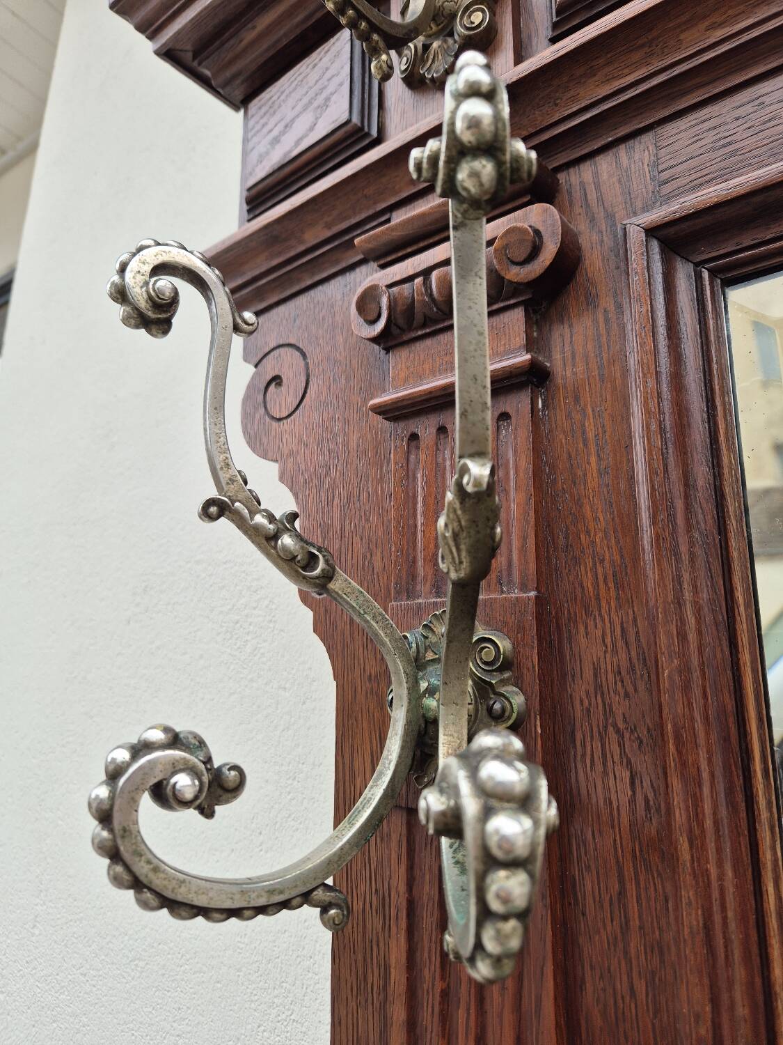 Cloakroom Napoleon III coat rack 19th in solid oak