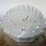 Murano glass wall light and brass cabochons 1970
