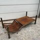 Wrought iron and leather coffee table, brutalist style, 1970s
