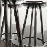 Set of 6 aluminum and wood bar stools in the Amat-3 style for Knoll, vintage 1990