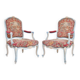 Pair of Louis XV style cabriolet armchairs