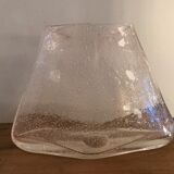 Trapezoidal vase in blown and bubbled glass