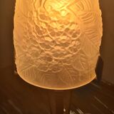 Wrought iron lamp, tulip molded glass pressed, unsigned 1930 a 40