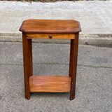 Étagère art déco 1960 en bois massif avec tiroir