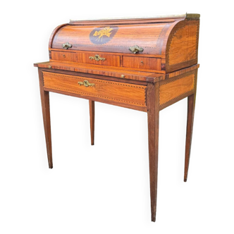 Vassou Jean Baptiste Cylinder Desk In Marquetry Louis XVI Period XVIII Eme Century