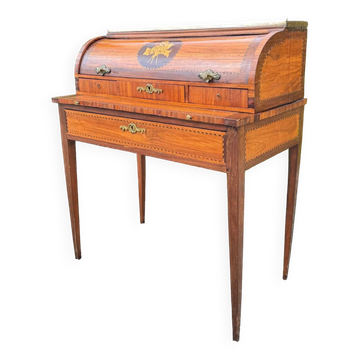 Vassou Jean Baptiste Cylinder Desk In Marquetry Louis XVI Period XVIII Eme Century