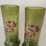 Pair of Legras vases in art nouveau enameled glass