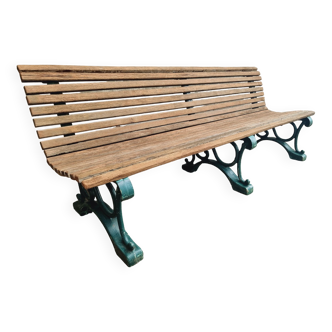 Banc de jardin ancien banc de jardin vert fonte avec bois 200 cm