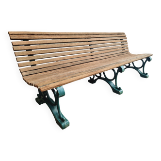 Old park bench garden bench green cast iron with wood 200 cm