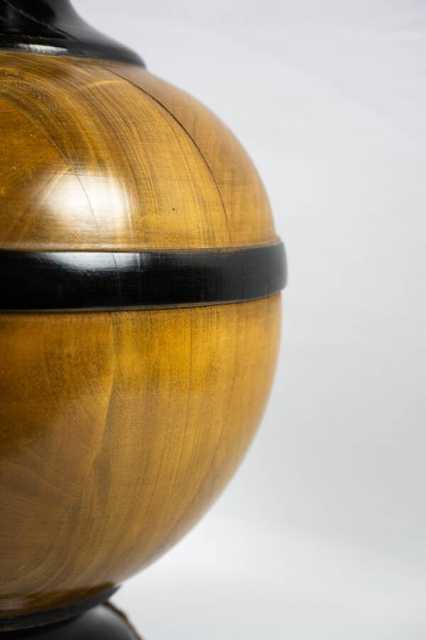 Turned wooden ball lamp base