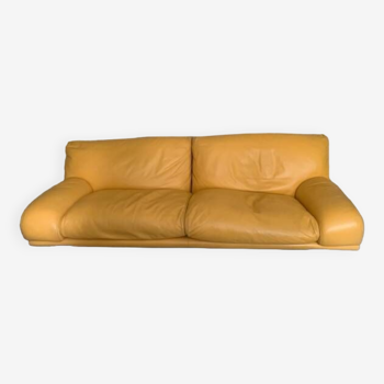 Yellow leather sofa by Tito Agnoli at Poltrona Frau