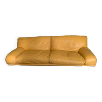 Yellow leather sofa by Tito Agnoli at Poltrona Frau