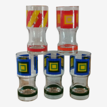 Set of 5 glasses style space age 70s Italy