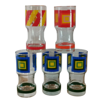 Set of 5 glasses style space age 70s Italy