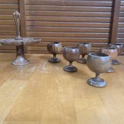 Rotating Display Stand 6 Egg Cups Olive Wood & Teak 1960s Vintage