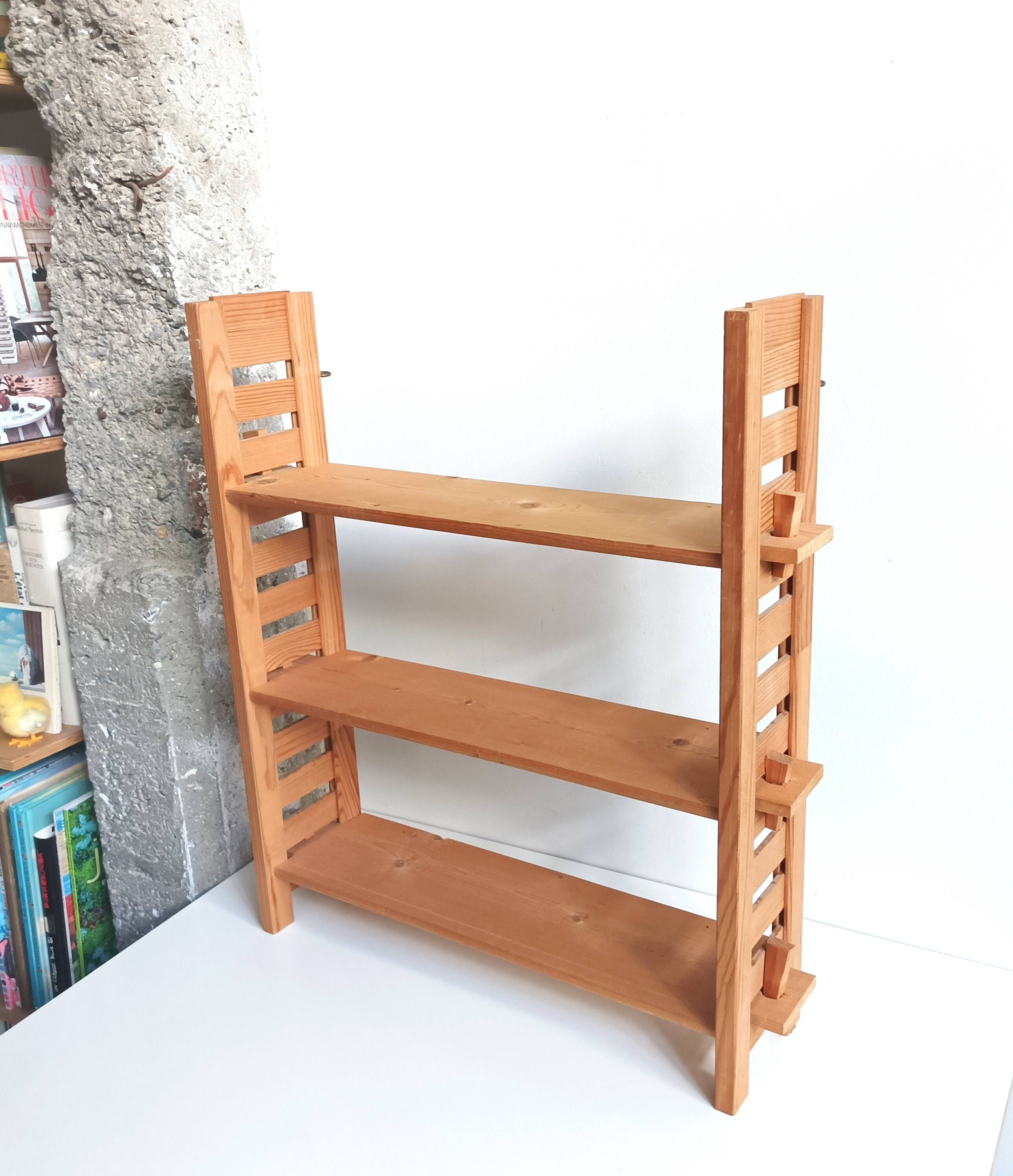 Vintage brutalist solid wood shelf