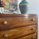 Commode art déco en noyer à 5 tiroirs