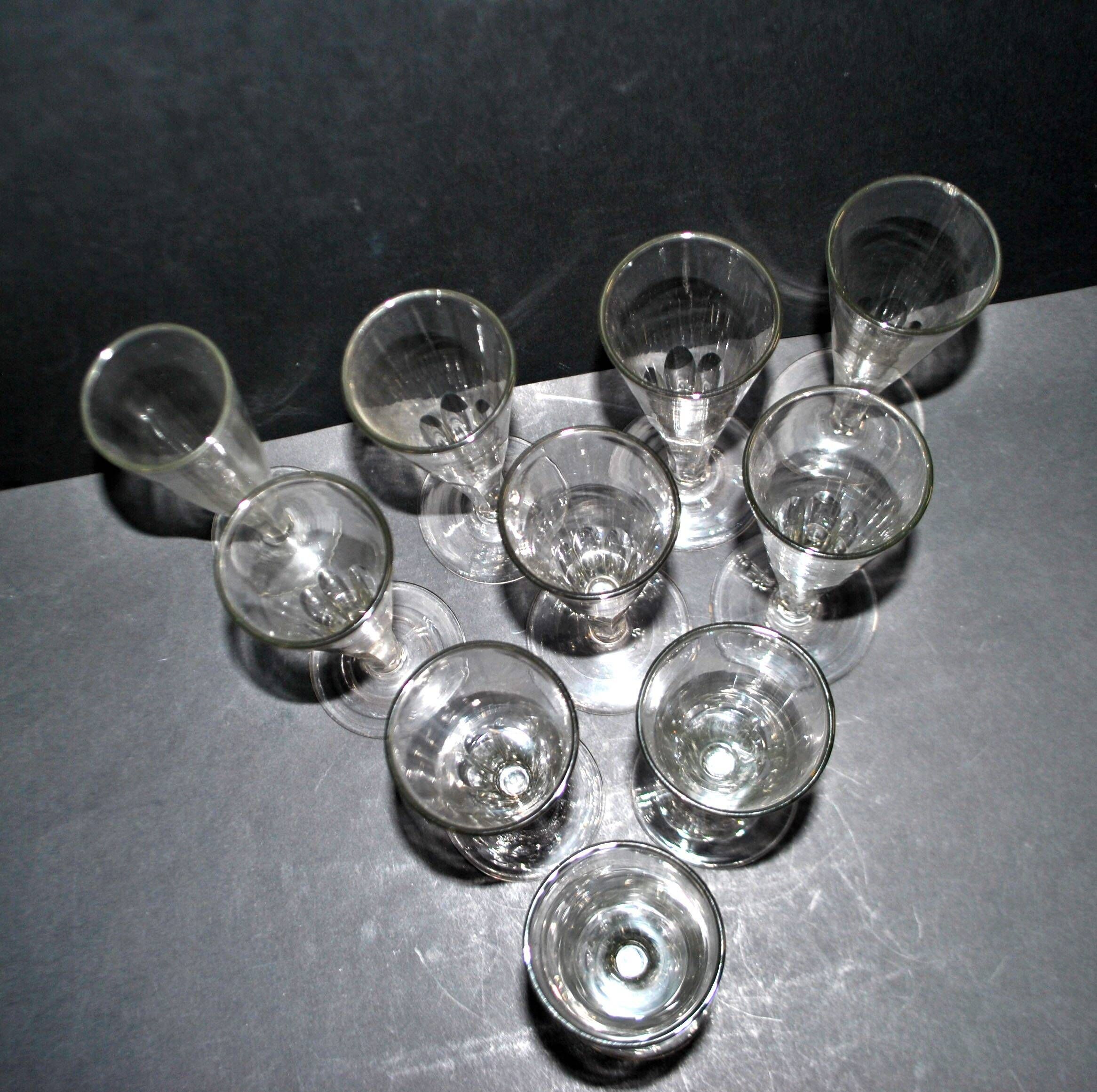 Portieux? Set of 10 cut glass champagne flutes from 1900 bistro.