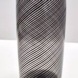 Black Murano Glass Bottle Vase "Mezza Filigrana" by Dino Martens for Aureliano Toso